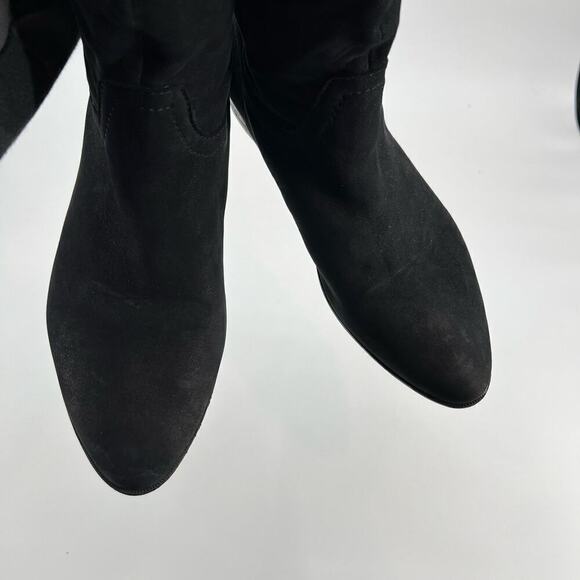 ALDO Black Leather Round Toe gold buckle Pull On Mid Calf Boots Women’s Size 10 - Picture 7 of 9